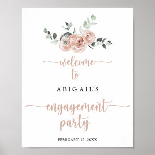 Klassieke roze roze rozenbemoeienis welkom poster