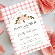 Klassieke Roze Rozen Gingham Meisje Baby Borrel