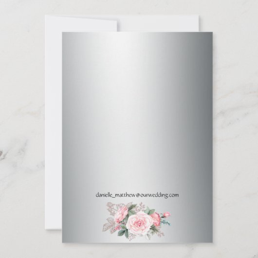 Klassieke Roze Rozen op Zilveren Bruiloft Bedankkaart (Achterkant)