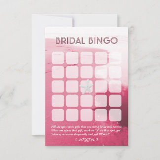 Klassieke Roze Strand Thema 5x5 Bruids Bingo Kaart