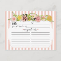 Klassieke roze strips met Rozen Recipcard