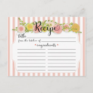 Klassieke roze strips met Rozen Recipcard Briefkaart
