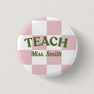 Klassieke Roze Teach Leraar Speld Ronde Button 3,2 Cm