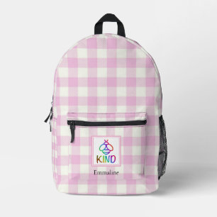 Klassieke roze witte plaid bijensoort bedrukte rugzak