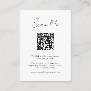 Klassieke RSVP QR Code Website Minimalistisch huwe Informatiekaartje