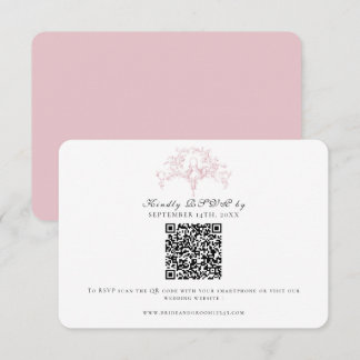 Klassieke RSVP Roze en Witte Franse Toile Duiven K Kaartje