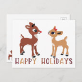 Klassieke Rudolph en Clarice Reindeer Briefkaart (Voorkant / Achterkant)