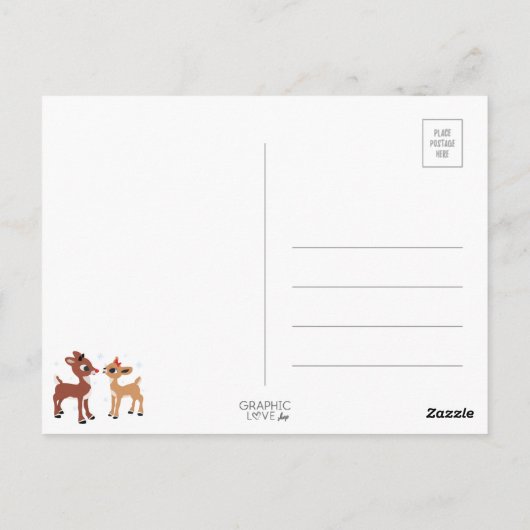 Klassieke Rudolph en Clarice Reindeer Briefkaart (Achterkant)