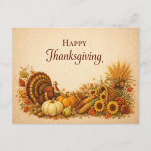 Klassieke rustieke Thanksgiving kalkoen oogst Feestdagenkaart