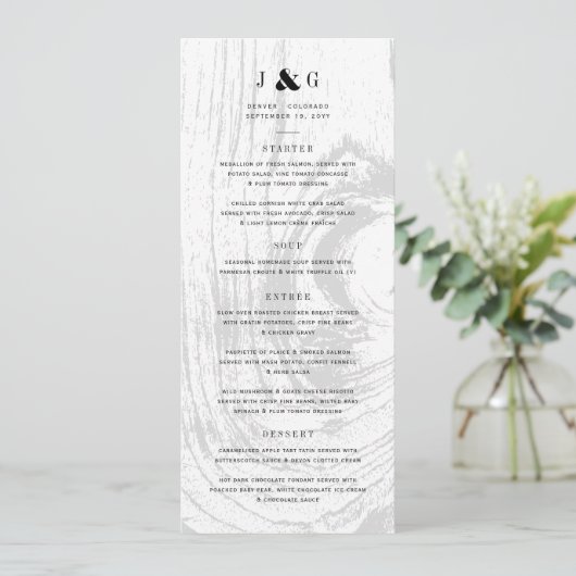 Klassieke rustieke Woodgrain Chique Witte Winter B Menu (Staand voorkant)