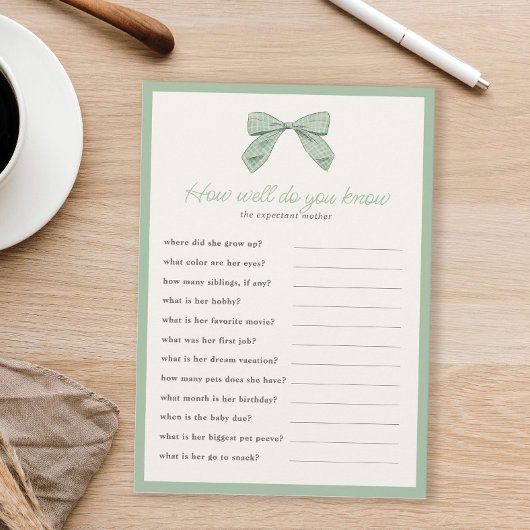 Klassieke Sage Bow Hoe goed ken je Shower Game Kaart