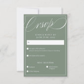 Klassieke Sage Elegant Script Kalligrafie Bruiloft RSVP Kaartje (Voorkant)