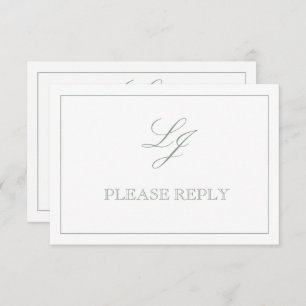 Klassieke Sage Green Calligraphy Monogram No Means RSVP Kaartje