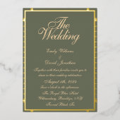 Klassieke Sage Groen en Gouden Folie Uitnodiging (Voorkant)
