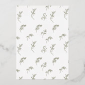 Klassieke Sage Groene Botanische Gouden Monogram K Folie Uitnodiging (Achterkant)