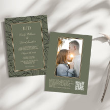Klassieke Sage Groene Elegante Bloemen QR Foto