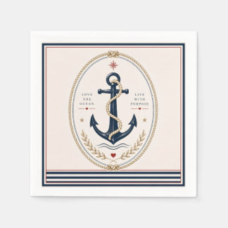 Klassieke Sailorcore maritieme papieren servetten