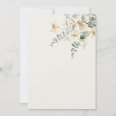 Klassieke Salie Groen met Ivoren Bloemen Trouwen Kaart (Achterkant)