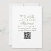 Klassieke Saliegroene Boho Moderne QR Code Huwelij Kaart (Achterkant)