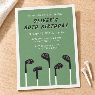 Klassieke saliegroene moderne golf verjaardag voor kaart