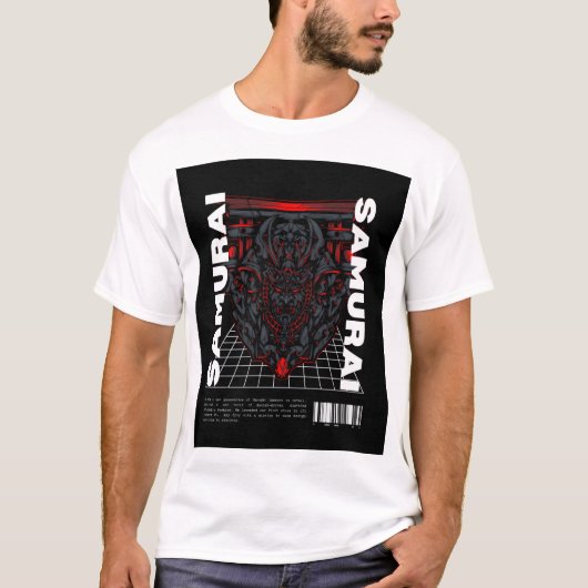 Klassieke Samurai: Black & White Warrior T-shirt (Voorkant)
