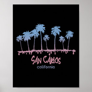 Klassieke San Carlos Californië Strand Retro Surf Poster