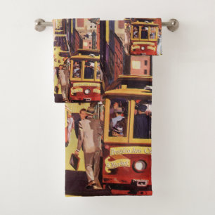Klassieke San Francisco Kabeltram Reisposter Kunst Bad Handdoek