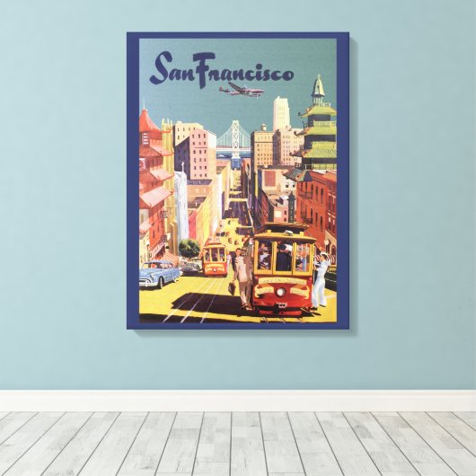 Klassieke San Francisco Kabeltram Reisposter Kunst Canvas Afdruk (Insitu (Houten vloer))