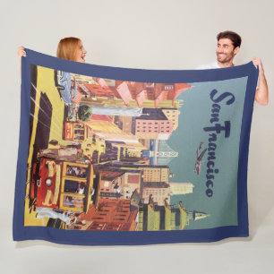 Klassieke San Francisco Kabeltram Reisposter Kunst Fleece Deken