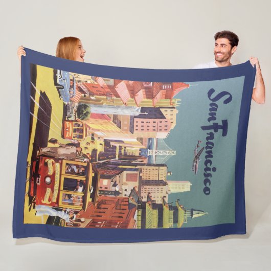 Klassieke San Francisco Kabeltram Reisposter Kunst Fleece Deken (In situ)