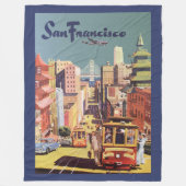 Klassieke San Francisco Kabeltram Reisposter Kunst Fleece Deken (Voorkant)