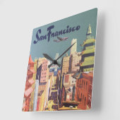 Klassieke San Francisco Kabeltram Reisposter Kunst Vierkante Klok (Hoek)