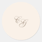 Klassieke Sandy Neutrale Elegante Trouw Ronde Sticker (Voorkant)
