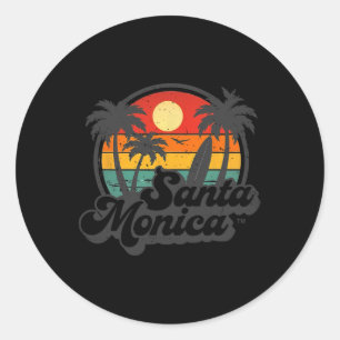 Klassieke Santa Monica Beach Californië Surf Surfe Ronde Sticker