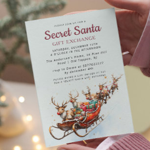 Klassieke Santa Sleigh Secret Kerstfeest Kaart