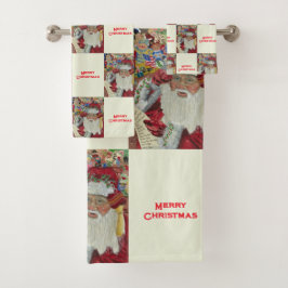 Klassieke Santa White Controle Het Twee keer Vakan Bad Handdoek