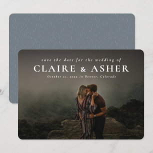 Klassieke save-the-date fotokaart met vetgedrukte save the date
