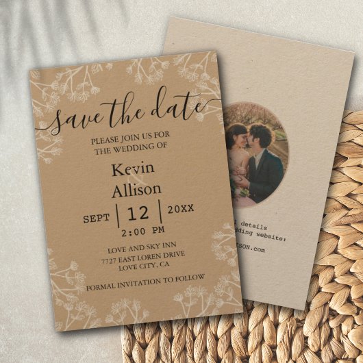 Klassieke Save The Date Simple Bruiloft Kaart