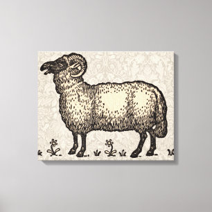 Klassieke Schapen Illustratie: Boerderij Kunst Canvas Afdruk