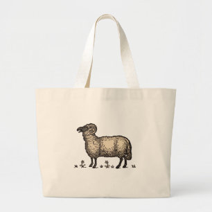 Klassieke Schapen Illustratie: Boerderij Kunst Grote Tote Bag