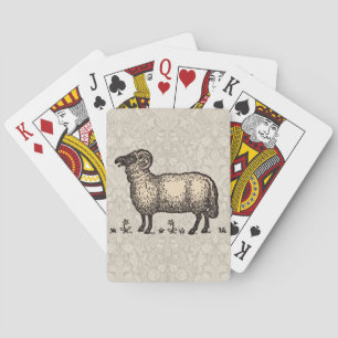 Klassieke Schapen Illustratie: Boerderij Kunst Pokerkaarten