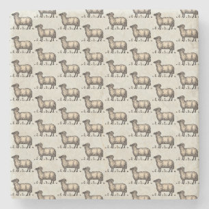 Klassieke Schapen Illustratie: Boerderij Kunst Stenen Onderzetter