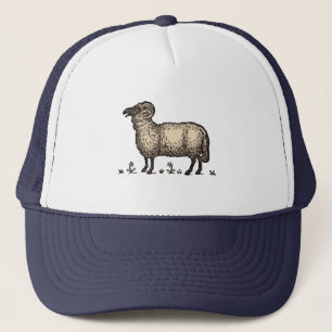 Klassieke Schapen Illustratie: Boerderij Kunst Trucker Pet