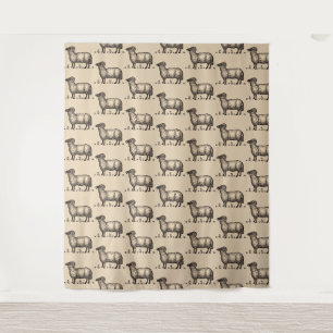 Klassieke Schapen Illustratie: Boerderij Kunst Wandkleed