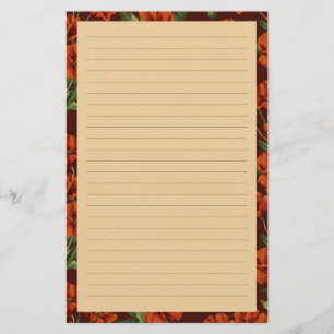 Klassieke scharlaken klaprozen gelinieerd briefpapier