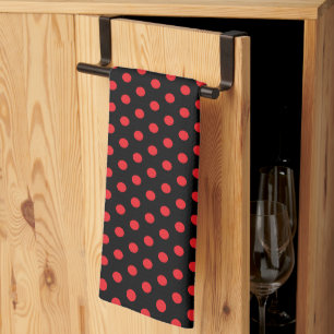 Klassieke Schattigee Chic Retro Red Polka Dots op Theedoek