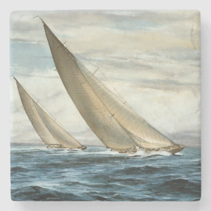 Klassieke scheepvaartschilderij stenen onderzetter