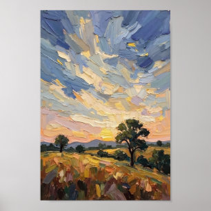 Klassieke schemering landschapskunst poster