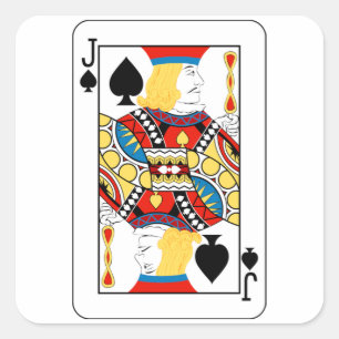 Klassieke Schoppen Boer Pokerkaart Vierkante Sticker