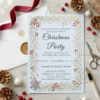 Klassieke Schotse Kerstparty Uitnodiging in Script